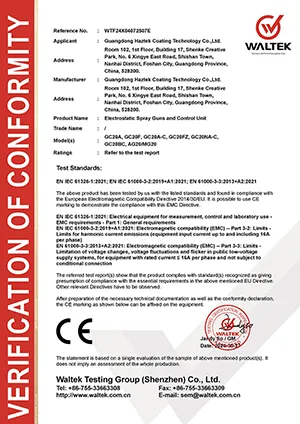 CE (Pistolas de Pulverización Electrostática y Unidad de Control)