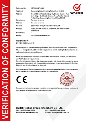 CE (Pistolas de Pulverización Electrostática y Unidad de Control)